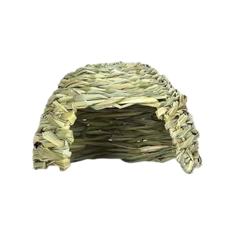 Handwoven Grass Straw House for Small Pet Hideouts Habitat Cave for Small Animals Hedgehogs Squirrels Rabbits Playhouse