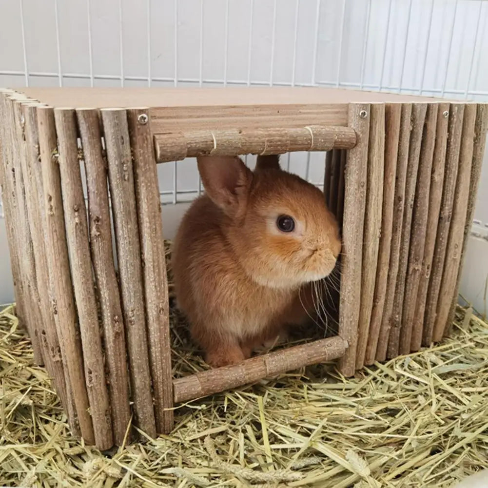 Rabbit House Teeth Grinding Natural Wood Branches Weaving Hut Chinchilla Nest Hamster Hideout Habitat Small Pet Supplies