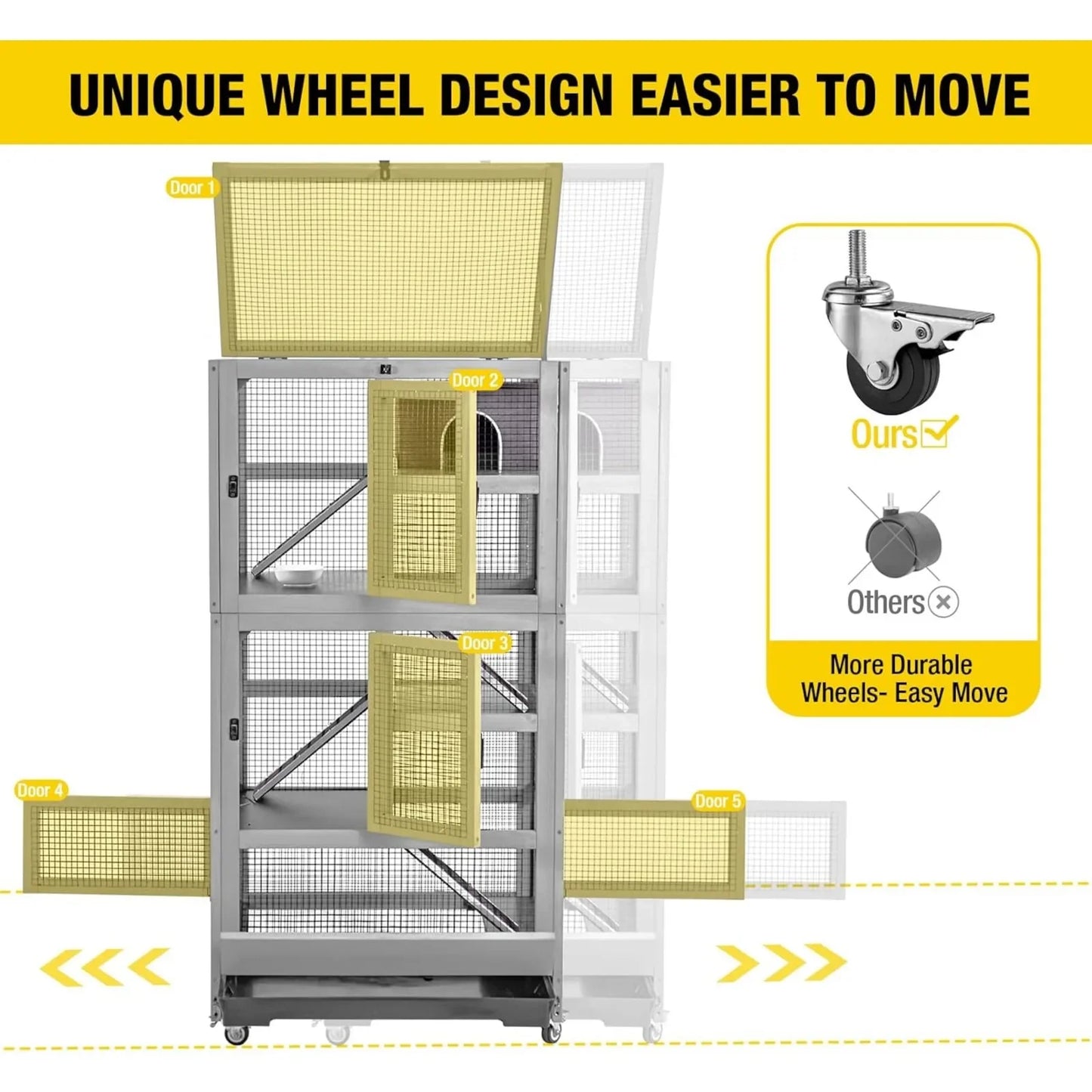 US Pet Products,Ferret Cage Chinchilla Cage for Rat,Lizard,Squirrel, Chameleon,Upgrade Metal Frame Rat Cage for Indoor Outdoor