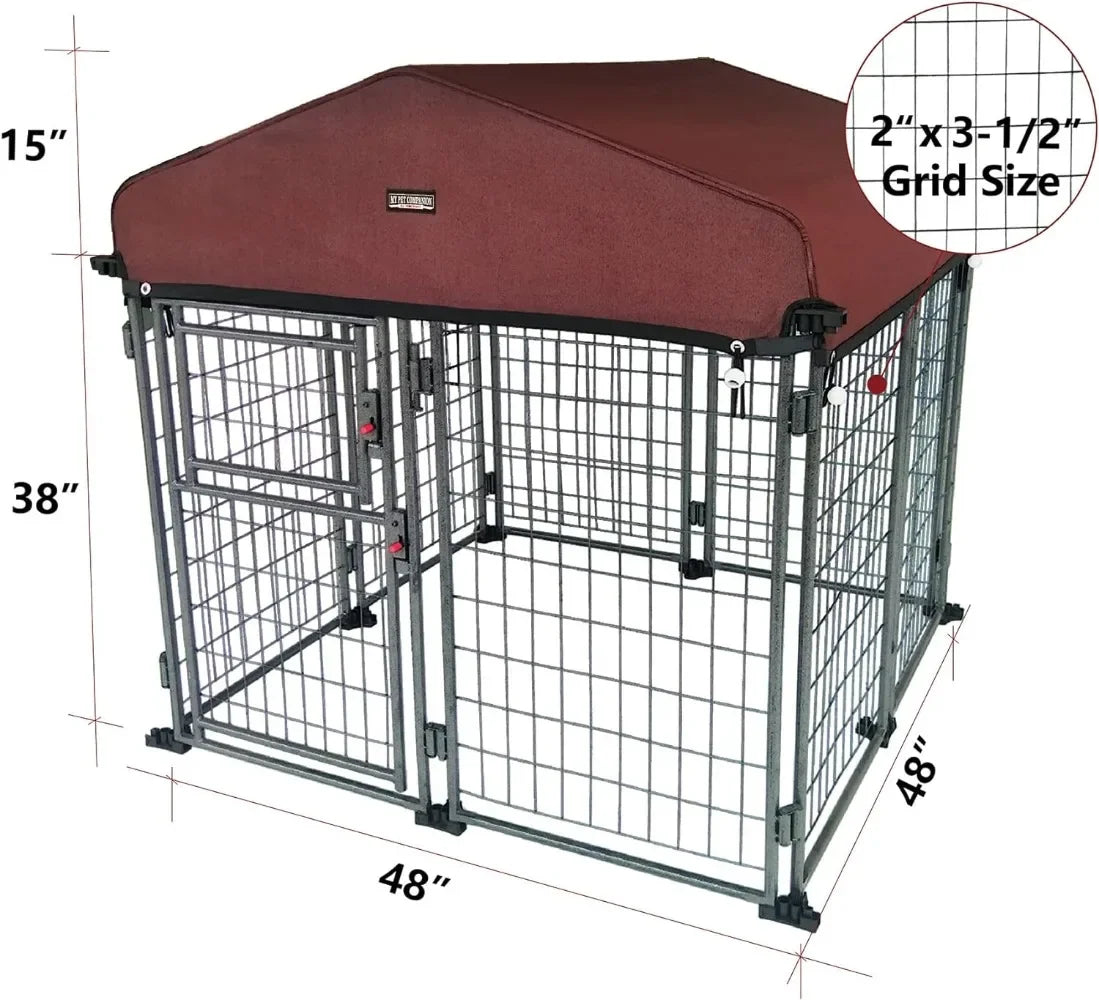 My Pet Companion Outdoor Dog Kennel with Roof Cover (4.5’) Dog Cage Dog House Easy to Assemble Weatherproof Large