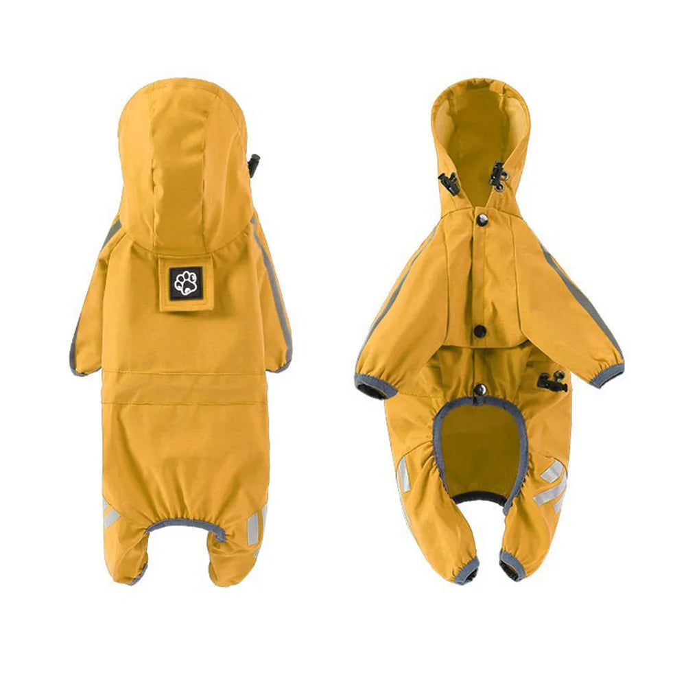 Puppy Raincoat Water-resistant Dog Overalls Raincoat Waterproof Dog Clothes Reflective Small Dogs Rain Jumpsuit Pet Accessories