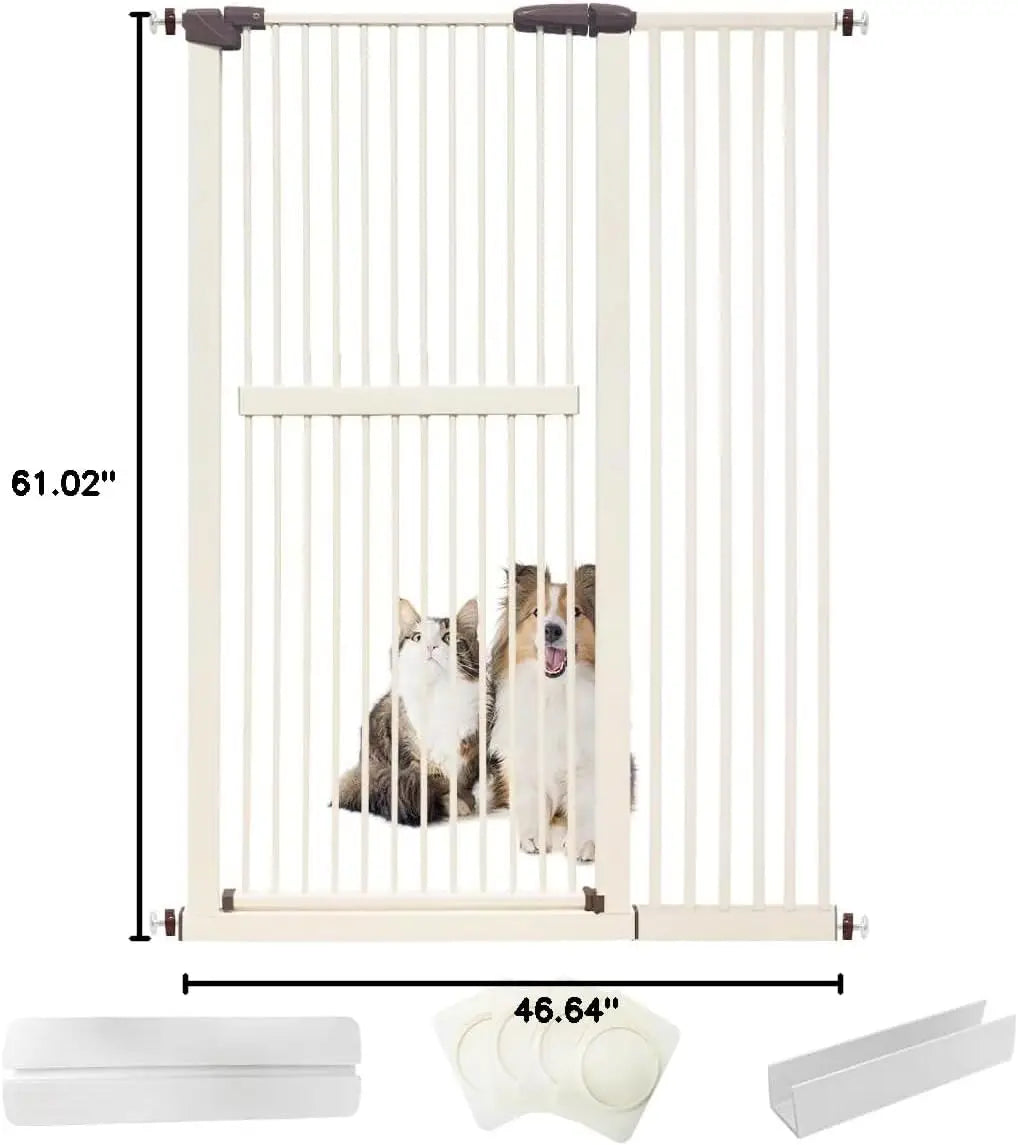 Extra Wide (9 Sizes) 1.37" Gap for Cat Dog Children Stairs Doorway Hallway No Drilling Auto-Close (63.39"-67.32", Black)