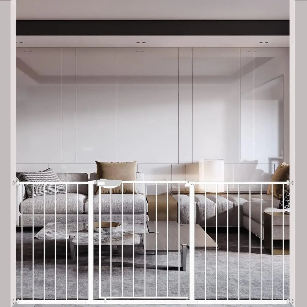 Extra Wide Pressure Mounted Easy Walk Through Auto Close Safety Pet Gate Black 76.77-86.22"