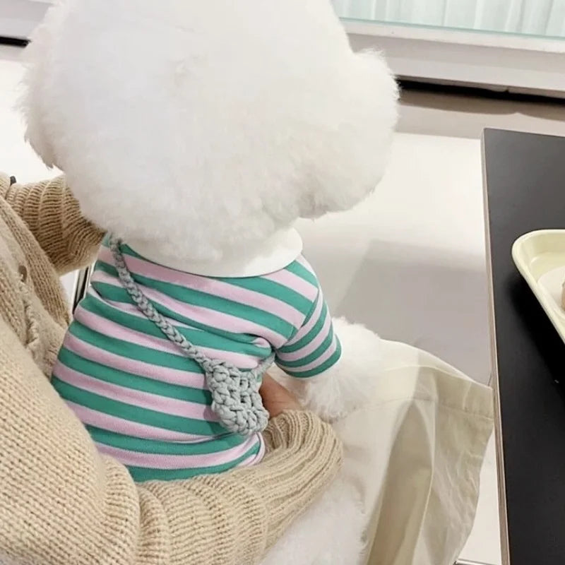 Luxury Pet Dog Polo Shirt Summer Cool Dog Clothes Cute Striped Dog Sweathshirt Breathable Cat Shirt Pet Costumes Simple Dog Vest