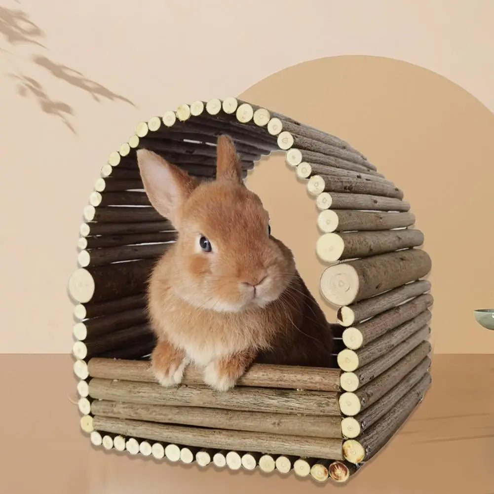 Rabbit House Teeth Grinding Natural Wood Branches Weaving Hut Chinchilla Nest Hamster Hideout Habitat Small Pet Supplies