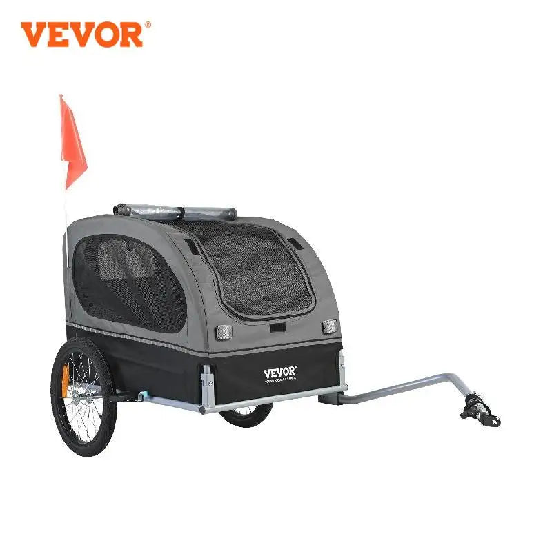 VEVOR 88 lbs Dog Bike Trailer Pet Cart Bicycle Carrier with Wheels, Coupler, Reflectors, Flag, Collapsible to Store