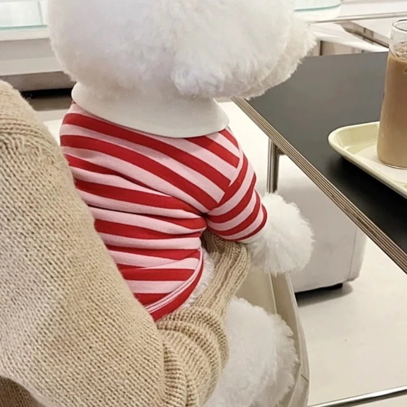 Luxury Pet Dog Polo Shirt Summer Cool Dog Clothes Cute Striped Dog Sweathshirt Breathable Cat Shirt Pet Costumes Simple Dog Vest