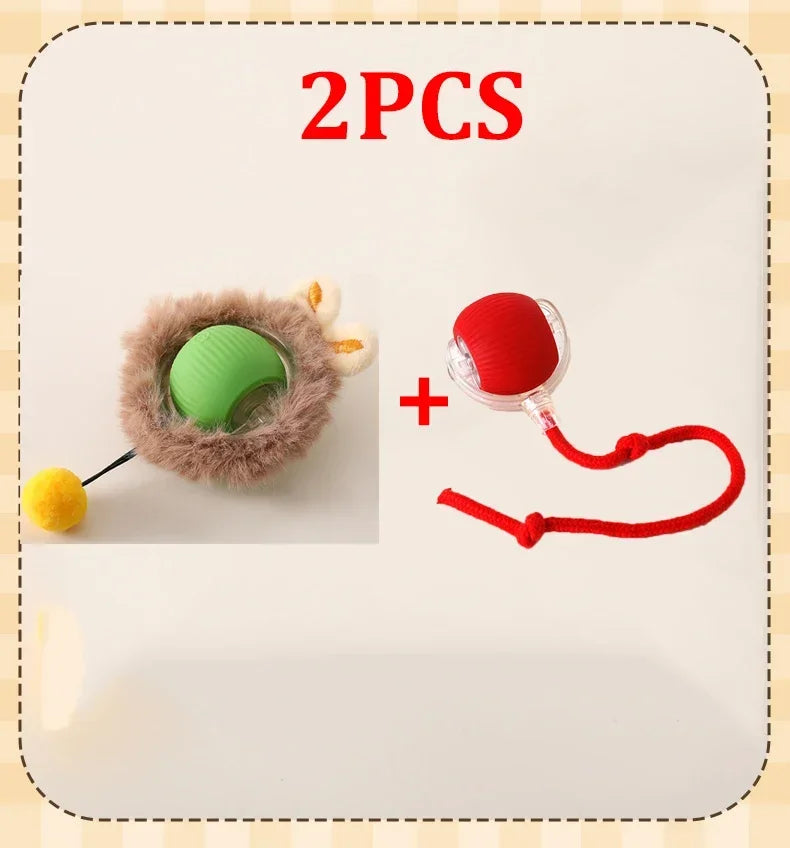 1/2PCS Smart Cat Toys Pet Toys Automatic Rolling Ball Fake Tail Rechargeable Electric Pet Interactive Toy