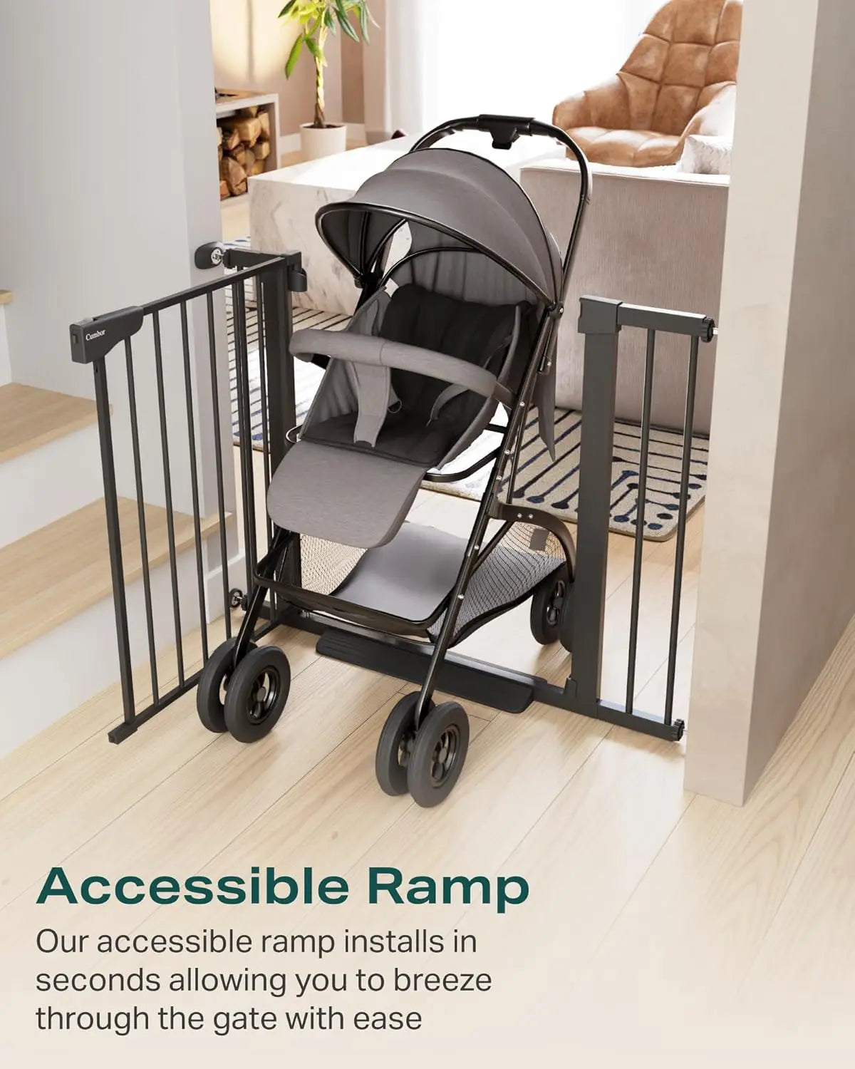 2 Pack 29.7-40.6" Baby Gate for Stairs, Mom's Choice Awards Winner-Dog Gate for Doorways, Pressure Mounted Self Closing