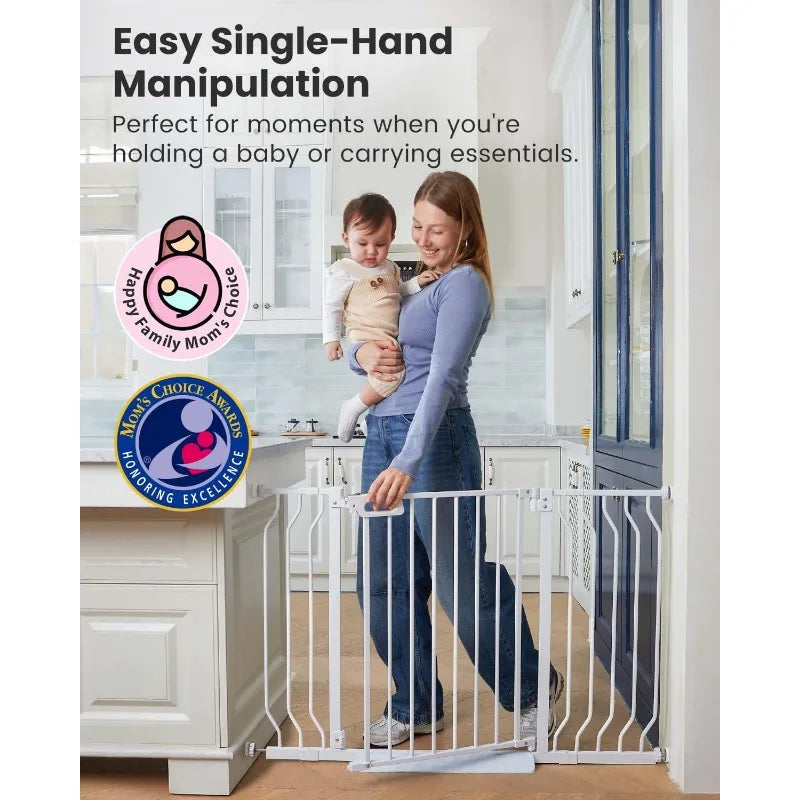 Mom's Choice-Baby Gate for Stairs, 29"-43" Pressure Mounted Pet Gate for Doorways-Auto Close