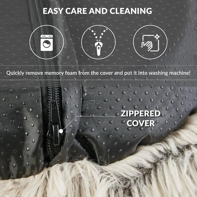 Calming Dog Bed for Medium Dogs, Donut Medium Pet Bed, 30 Inches Memory Foam Orthopedic Dog Bed with Fluffy Plush Faux Fur