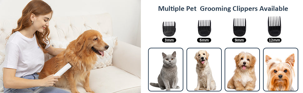 Pet Grooming Vacuum Use Conical 360-degree Air Intake Metal Mesh Design, Low Noise Pet Hair Vacuum with 5 Pet Grooming Tools