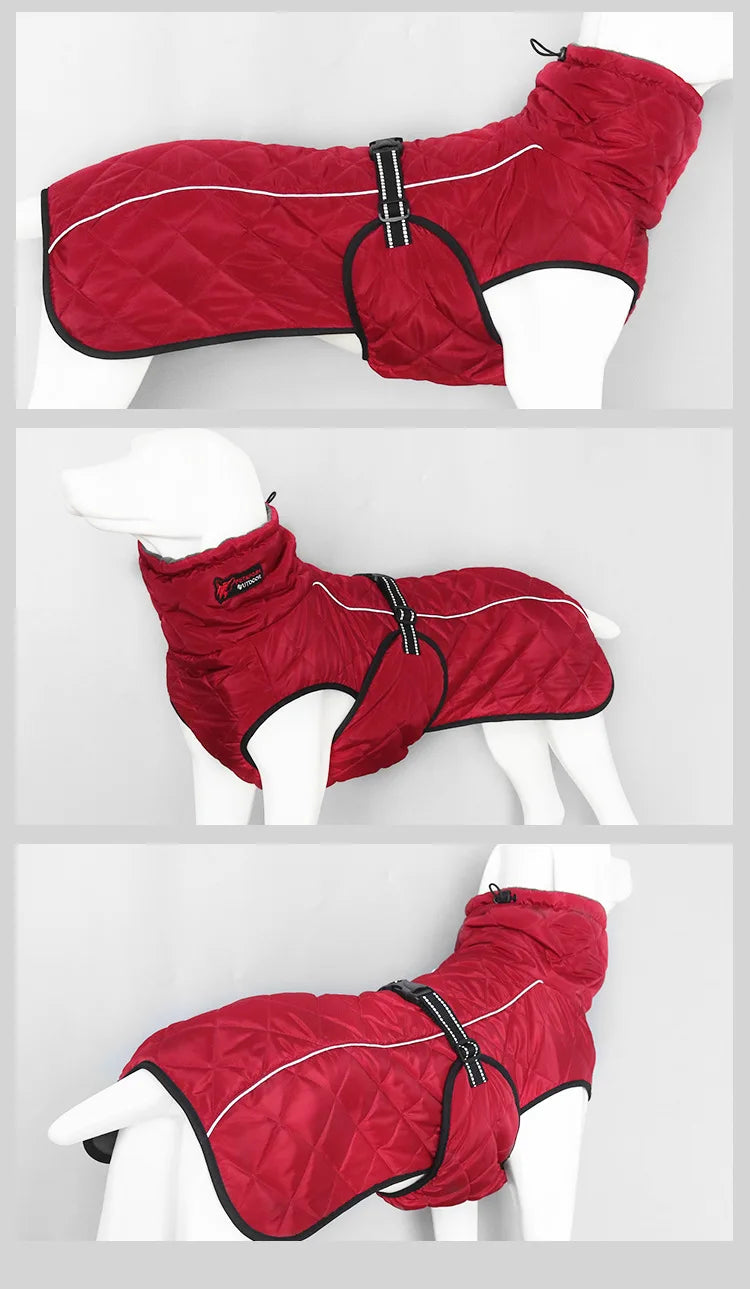 Dog Outdoor Jacket Waterproof Reflective Pet Coat Vest Winter Warm Cotton Clothing for Large Middle Dogs