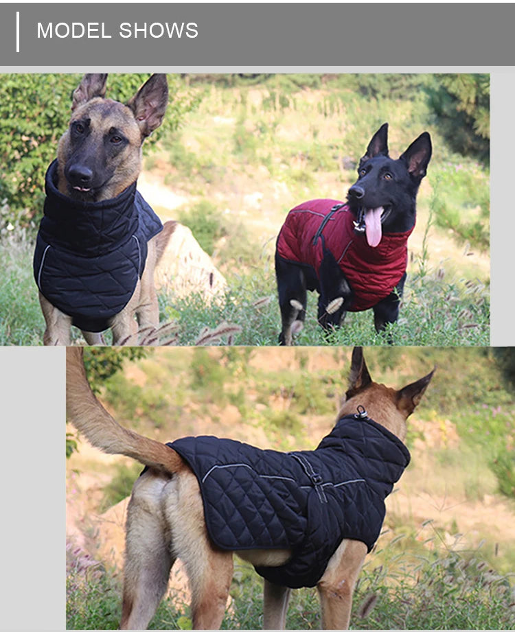 Dog Outdoor Jacket Waterproof Reflective Pet Coat Vest Winter Warm Cotton Clothing for Large Middle Dogs