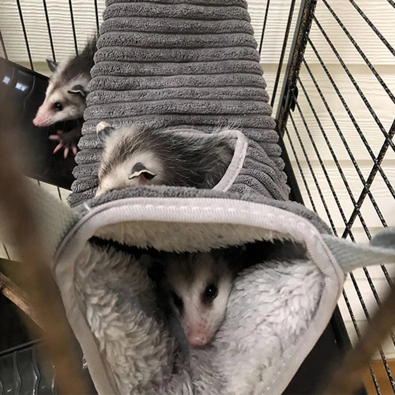 Winter Hamster Tunnel Hammock Sugar Glider Tube Warm Swing Bed Nest Bed Rat Ferret Toy Cage Accessories for Small Animals