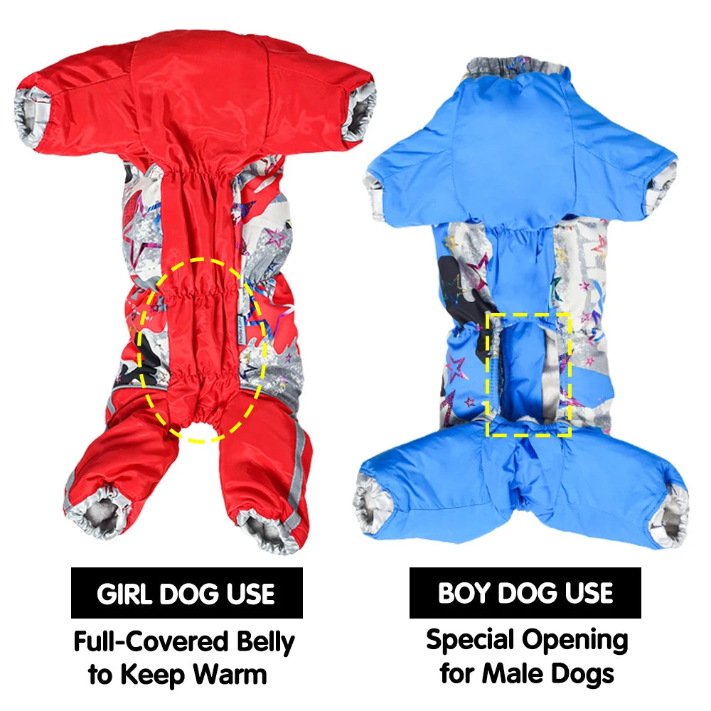 Dog Clothes Winter Soft Warm Puffer for Small Dogs Boy/Girl Full-Cover Belly Pet Overalls Snow Suit