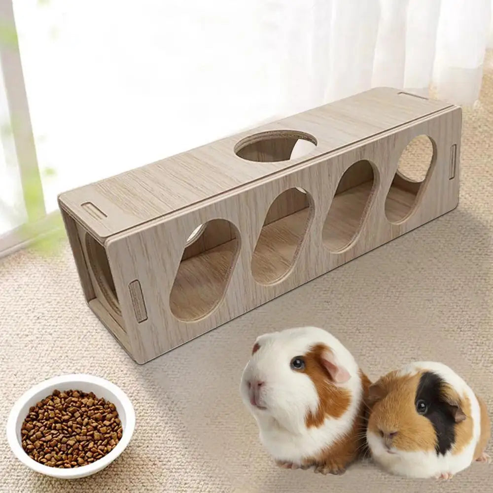 Hamster Toys Tunnel Escape Toy Hamster Wooden Hide House Multipurpose Safe Using Wooden Toys for Kittens Rabbits Weasels