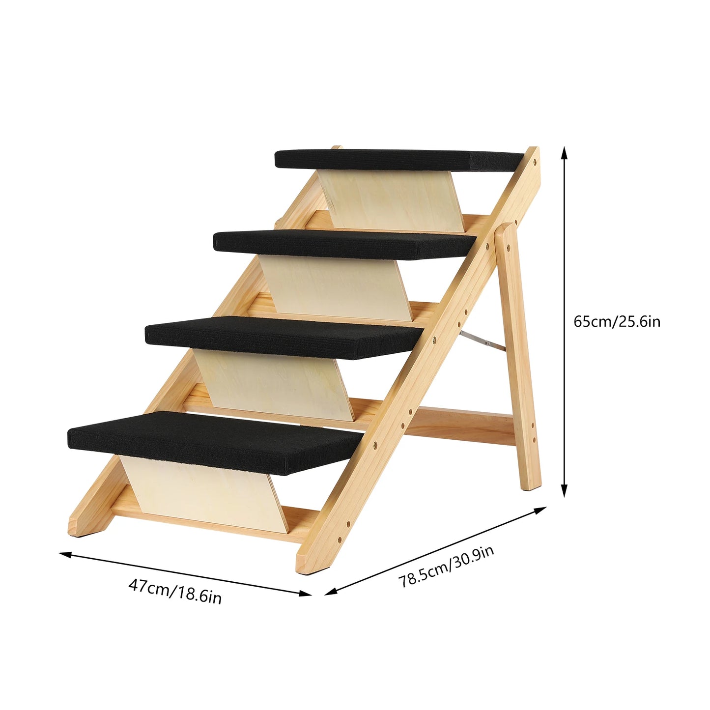 4-Level 2-in-1 Wood+Flannelette Pet Stair Portable Non-Slip Pet Steps Pet Ramp Foldable Dog Ladder Cat Accessories