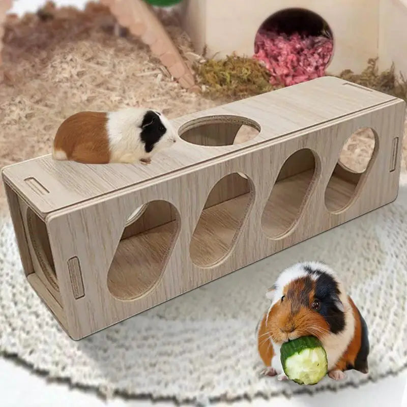 Hamster Toys Tunnel Escape Toy Hamster Wooden Hide House Multipurpose Safe Using Wooden Toys for Kittens Rabbits Weasels