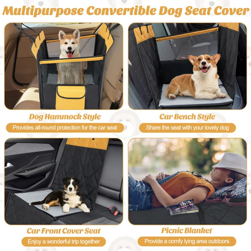 Durable Material Comfy Pad Dog Car Seat Cover Mats with Mesh Window for Small Medium Dogs Outside Travel Use - Whisker and Waggers