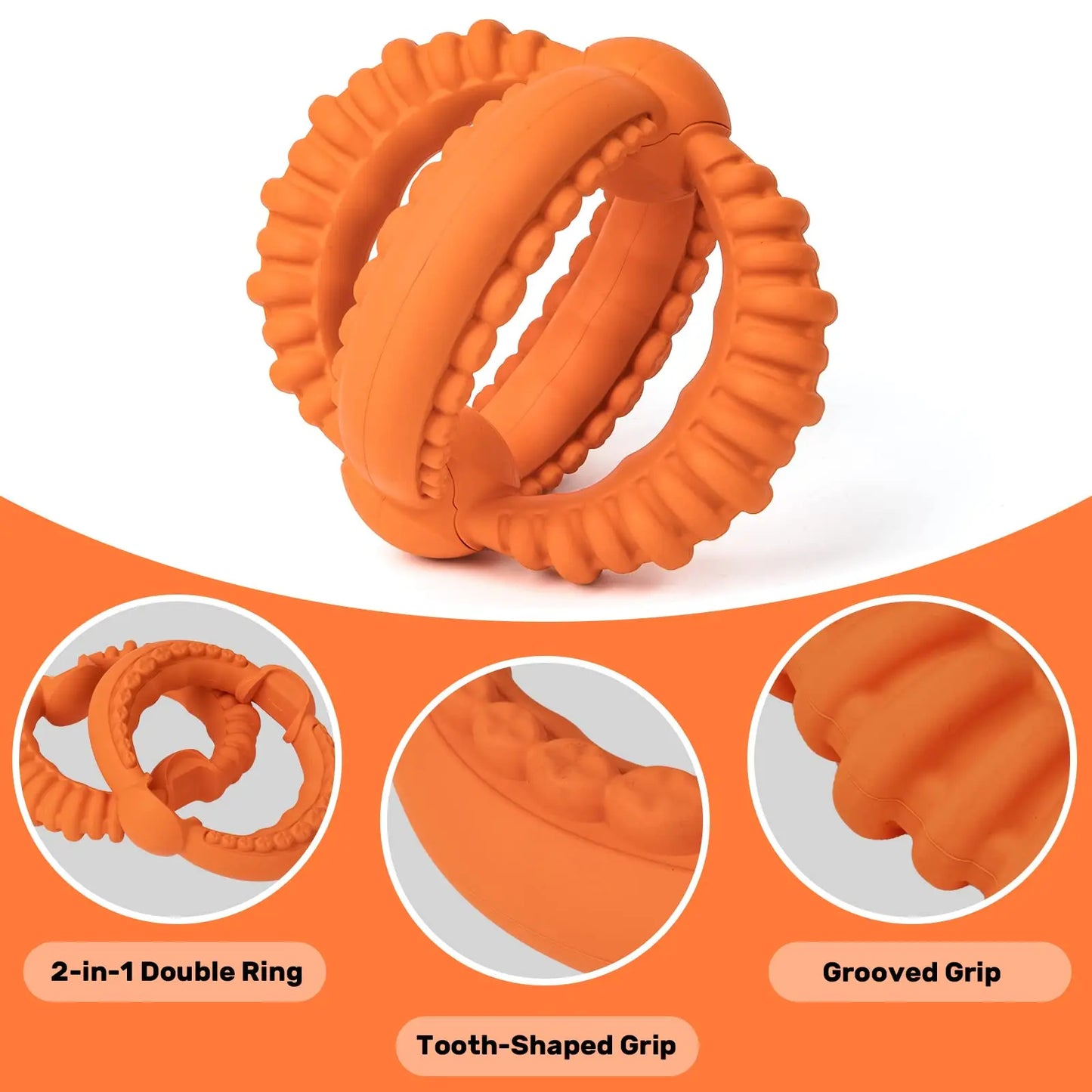 Interactive Dog Toys Detachable Dog Tug of War Toy with 2 Rings Natural Rubber Dog Chew Toys Suitable for Large Dogs