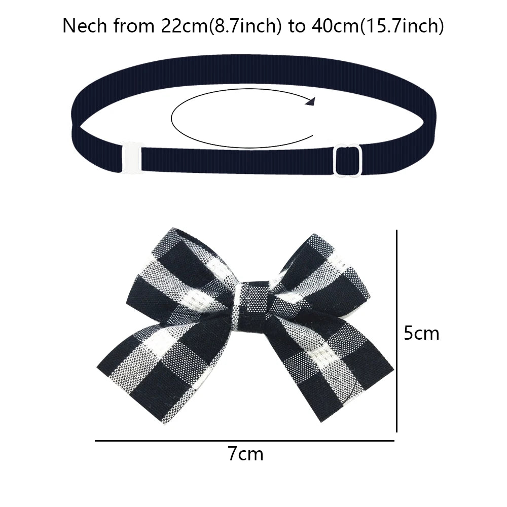 50/100pcs Plaid Dog ties For Mini Small Dog Bowties Adjustable Pets Cat Bow Tie For Small Dogs