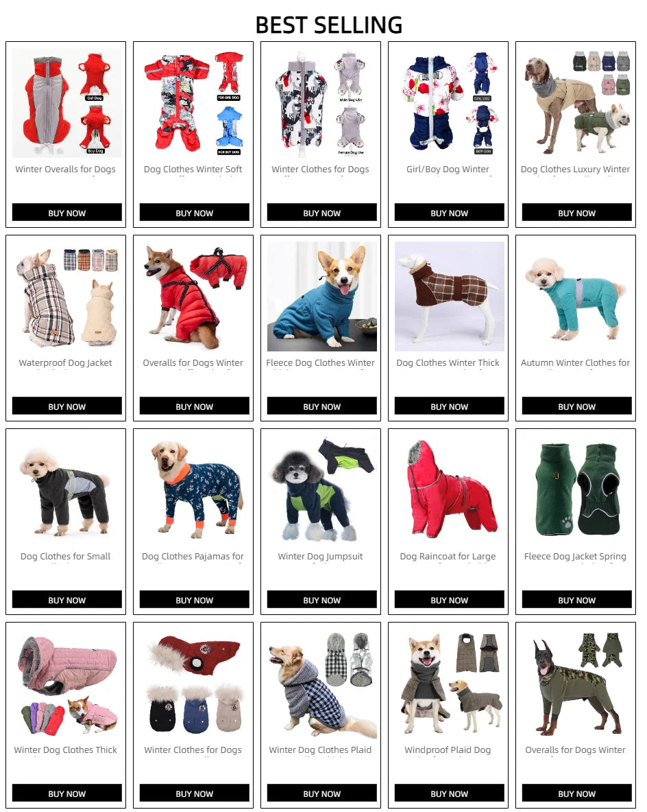 Dog Clothes Winter Soft Warm Puffer for Small Dogs Boy/Girl Full-Cover Belly Pet Overalls Snow Suit