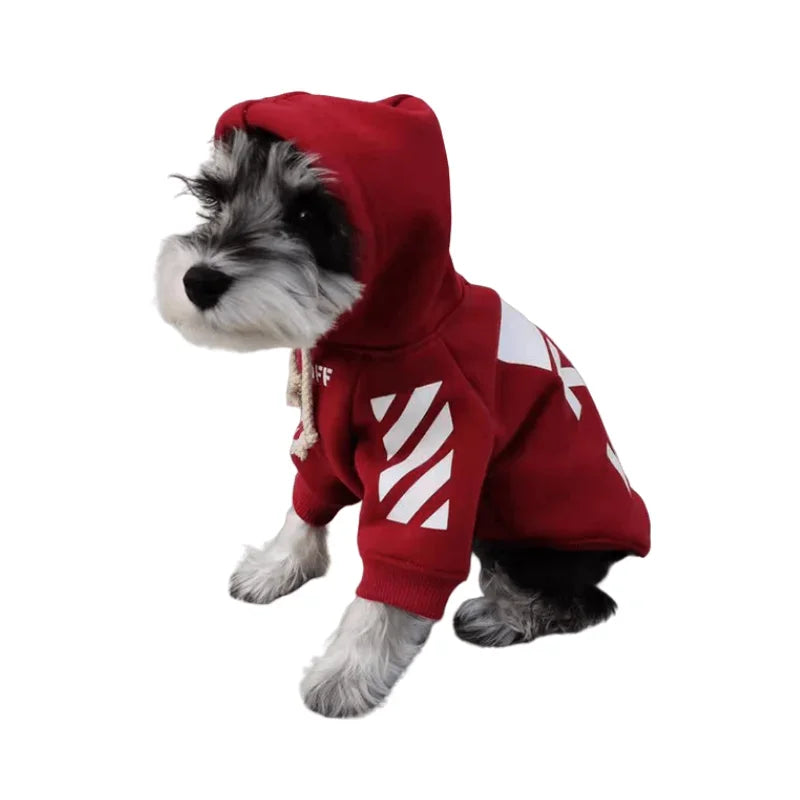 Dog and Cat Clothes Red Trendy Clothing  Thickened Cotton Sweater Sweatshirt Small Dog