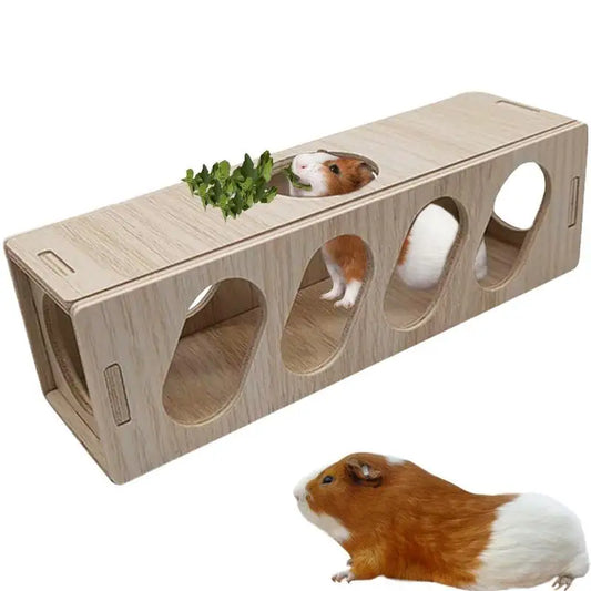 Hamster Toys Tunnel Escape Toy Hamster Wooden Hide House Multipurpose Safe Using Wooden Toys for Kittens Rabbits Weasels