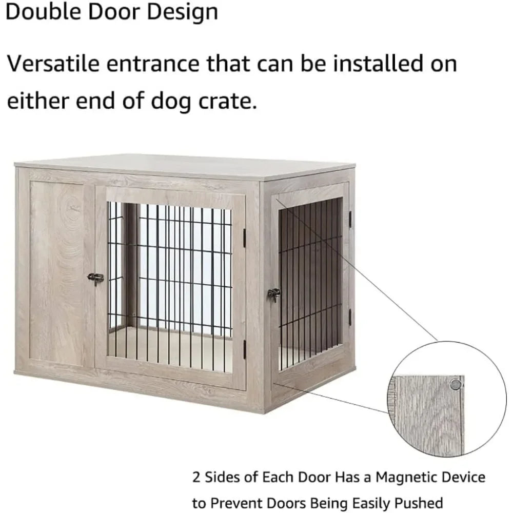 Furniture Style Dog Crate for Medium Large Dogs Indoor Aesthetic Dog Kennel Modern Decorative Wood Wire Pet House - Whisker and Waggers