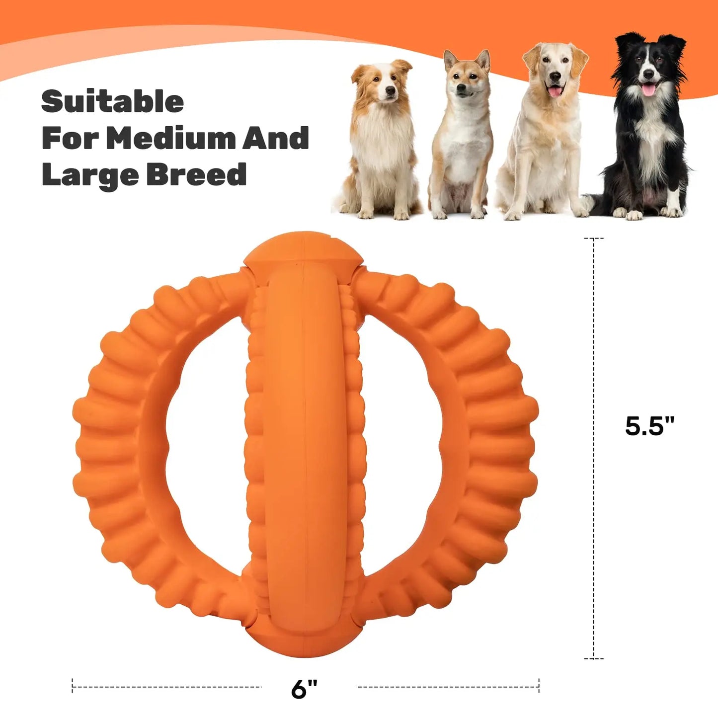 Interactive Dog Toys Detachable Dog Tug of War Toy with 2 Rings Natural Rubber Dog Chew Toys Suitable for Large Dogs