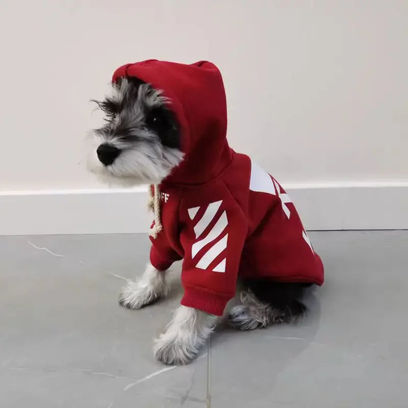 Dog and Cat Clothes Red Trendy Clothing  Thickened Cotton Sweater Sweatshirt Small Dog