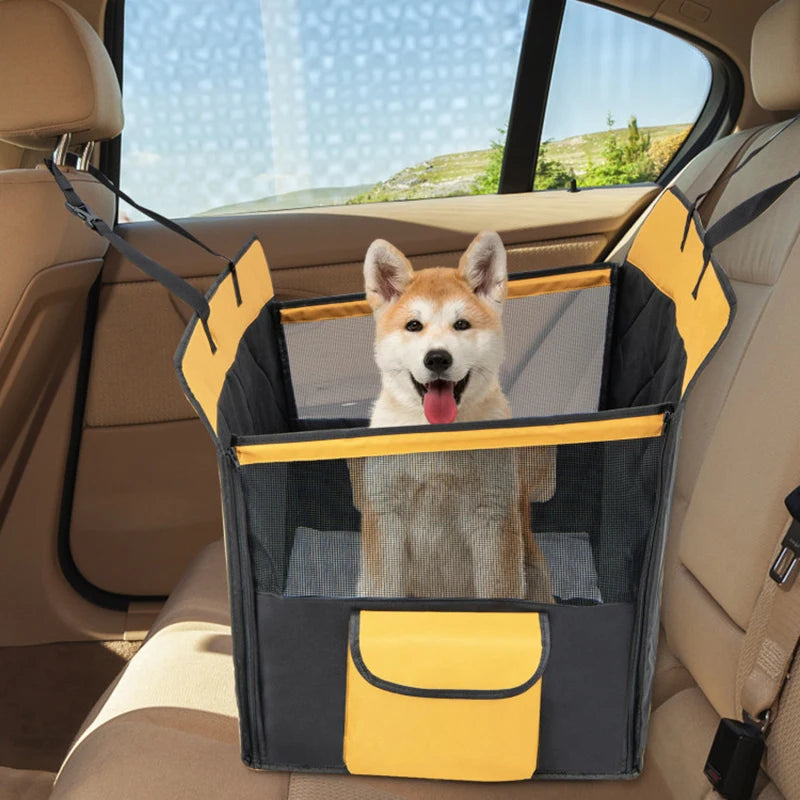 Durable Material Comfy Pad Dog Car Seat Cover Mats with Mesh Window for Small Medium Dogs Outside Travel Use - Whisker and Waggers