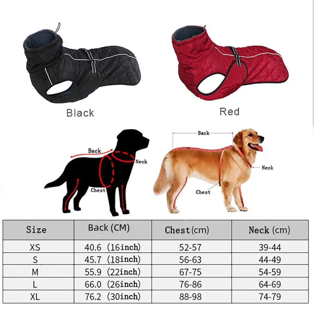 Dog Outdoor Jacket Waterproof Reflective Pet Coat Vest Winter Warm Cotton Clothing for Large Middle Dogs