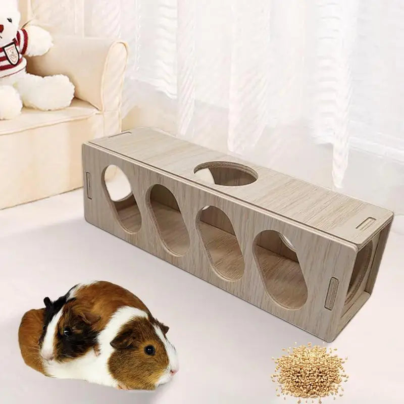 Hamster Toys Tunnel Escape Toy Hamster Wooden Hide House Multipurpose Safe Using Wooden Toys for Kittens Rabbits Weasels