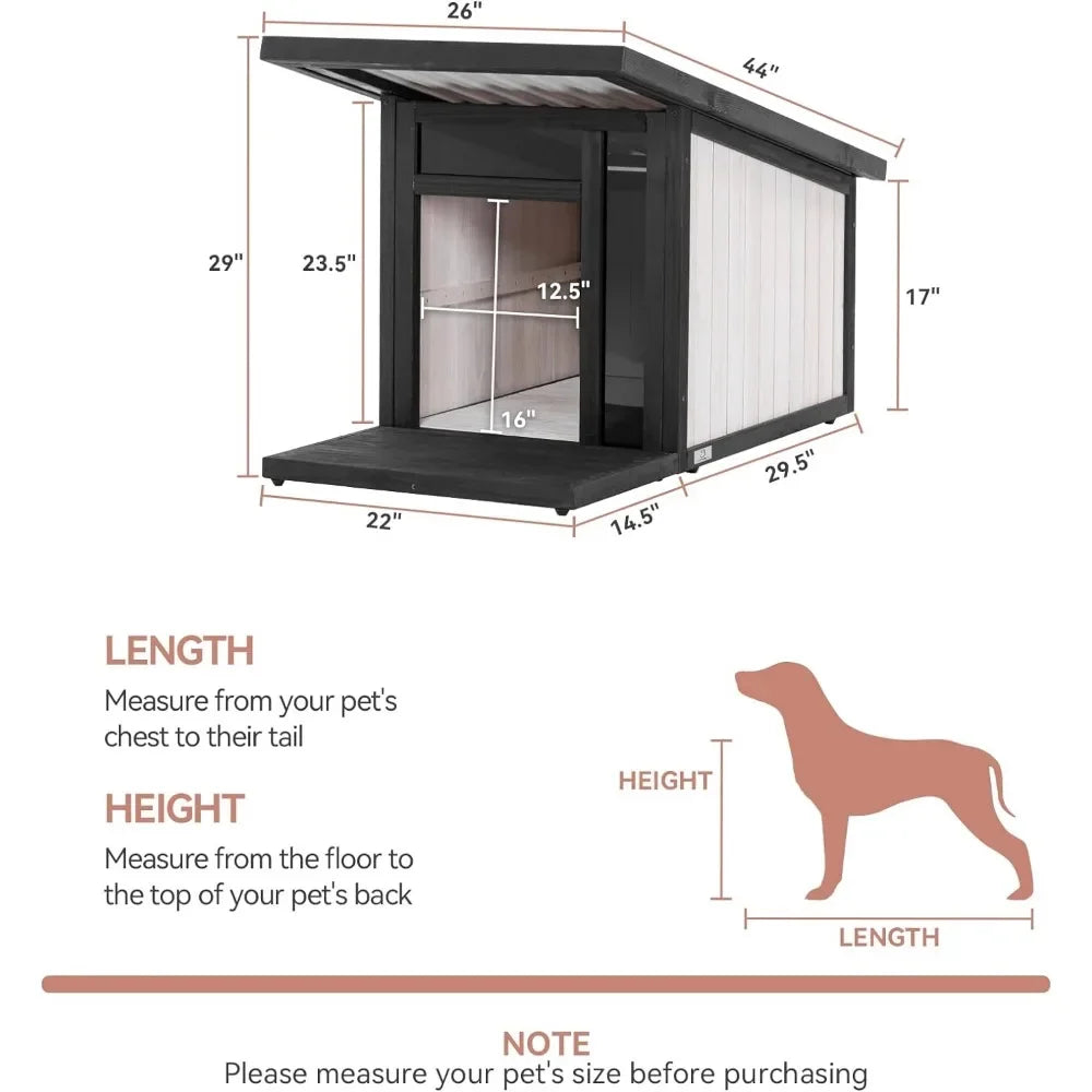 Dog House Outdoor Waterproof Pitched Roof To Against Rain and Snow Modern Design with Weatherproof Easy Assembly - Whisker and Waggers