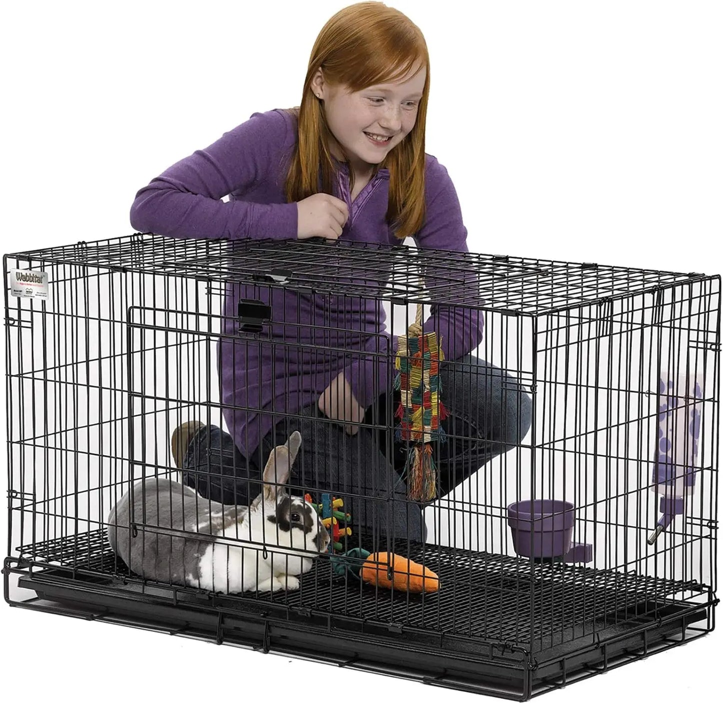 Wabbitat Folding Rabbit Cage Easy To Slide Out and Clean Front Access Durable Plastic Pan 37"L x 19"W x 20"H