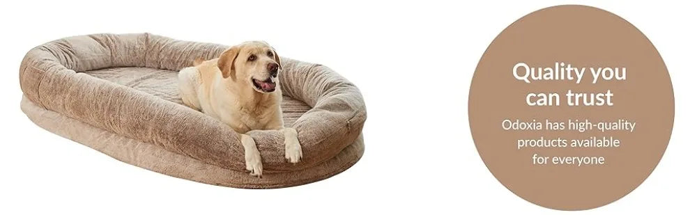 ODOXIA Dog Bed Mat for Pets, Human Sized Pet Bed, Bean Bag Dog Bed, 72x48x11 inches, Polyester, Detachable Cover, Brown