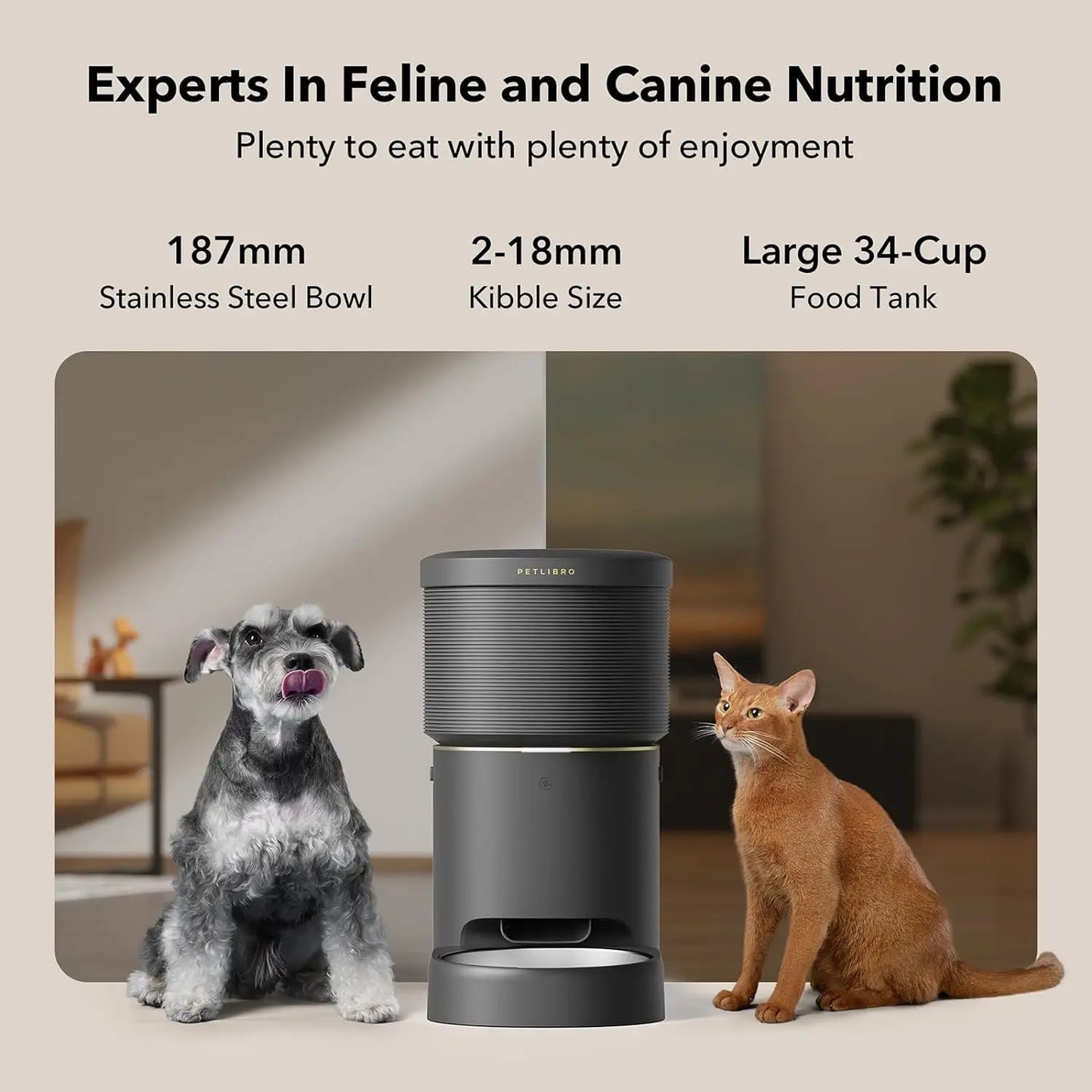 Automatic Cat Feeders, 5G WiFi Pet Feeder with Vacuum Food Storage for Pet Dry Food, Low Food & Blockage Sensor, 1-10 Meals Per