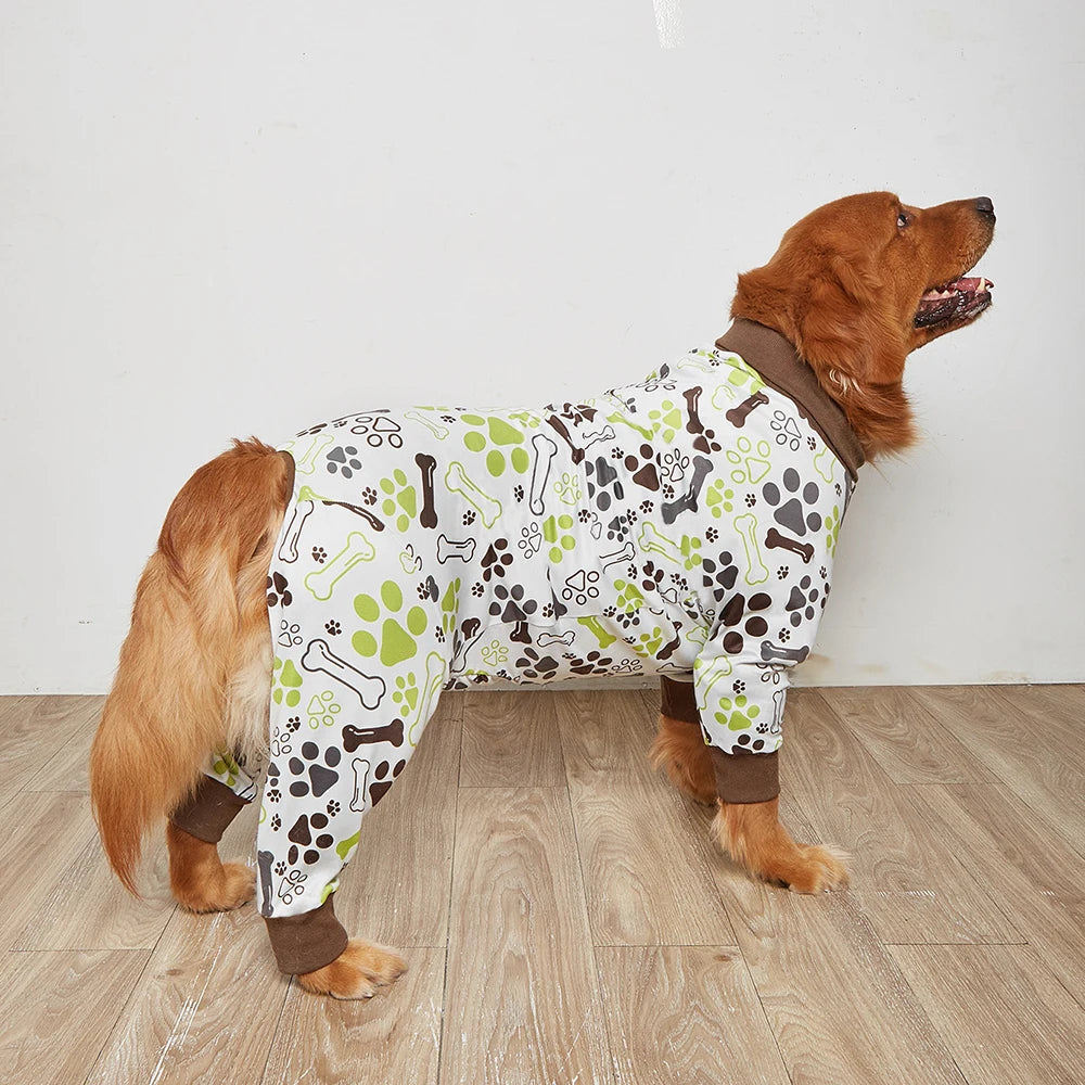 Big Dog Pajamas Bodysuit Lightweight Stretchy Knit Pullover Dog Onesie Green and Black Stripe Large Breed Dog Sleep Clothes