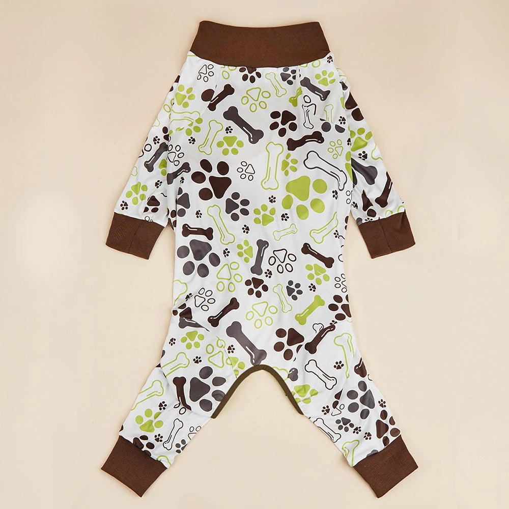 Big Dog Pajamas Bodysuit Lightweight Stretchy Knit Pullover Dog Onesie Green and Black Stripe Large Breed Dog Sleep Clothes