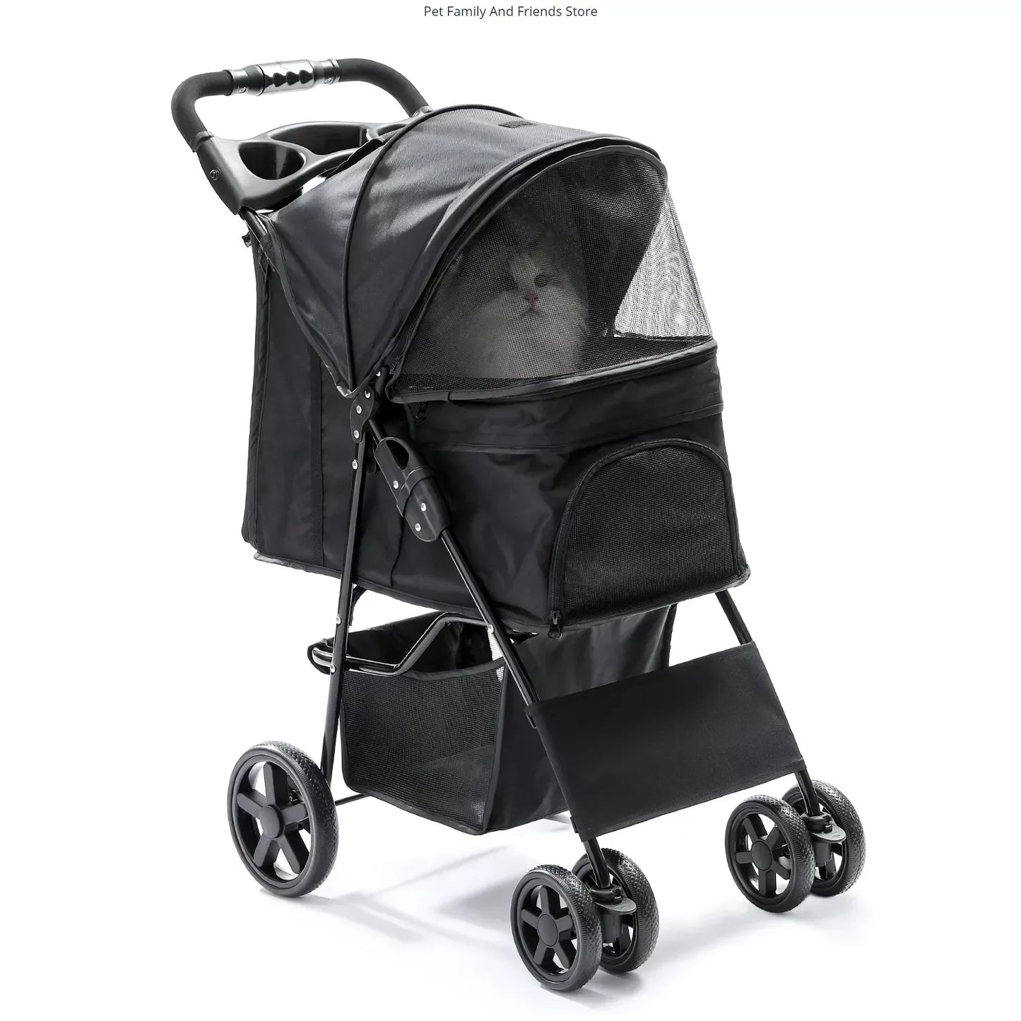 Pet Dog Cat Stroller Carrier Ultra Lightweight Travel Stroller Compact 360 Rotation Wheel Collapsible