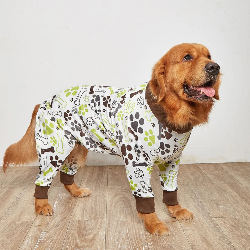 Big Dog Pajamas Bodysuit Lightweight Stretchy Knit Pullover Dog Onesie Green and Black Stripe Large Breed Dog Sleep Clothes