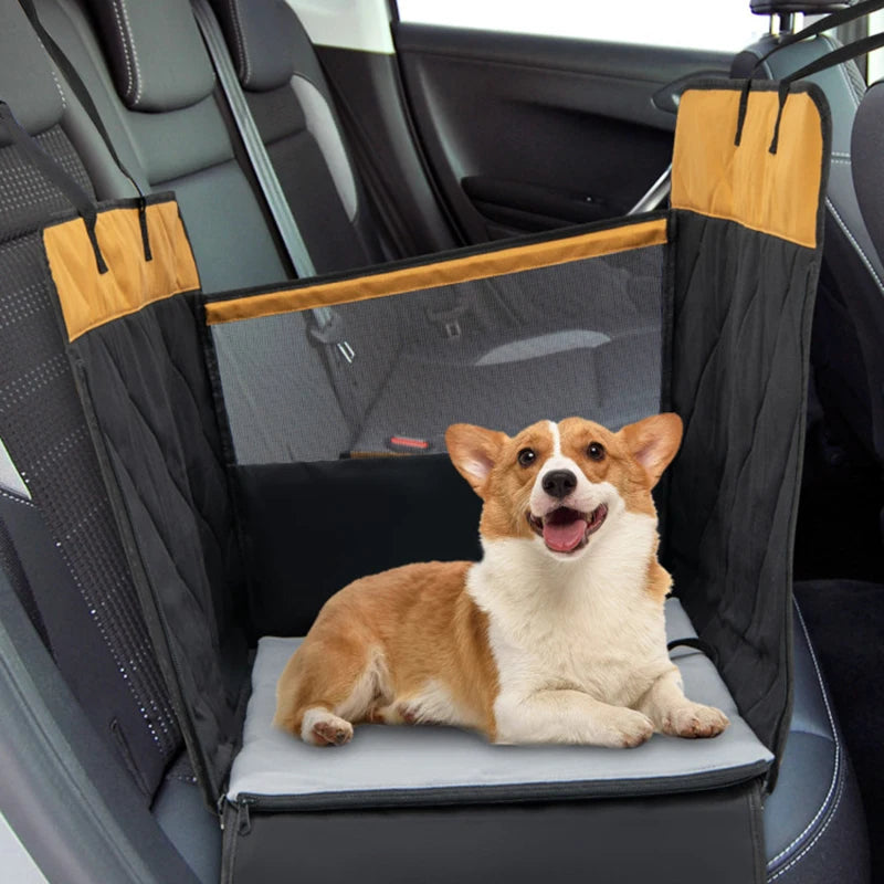 Durable Material Comfy Pad Dog Car Seat Cover Mats with Mesh Window for Small Medium Dogs Outside Travel Use - Whisker and Waggers