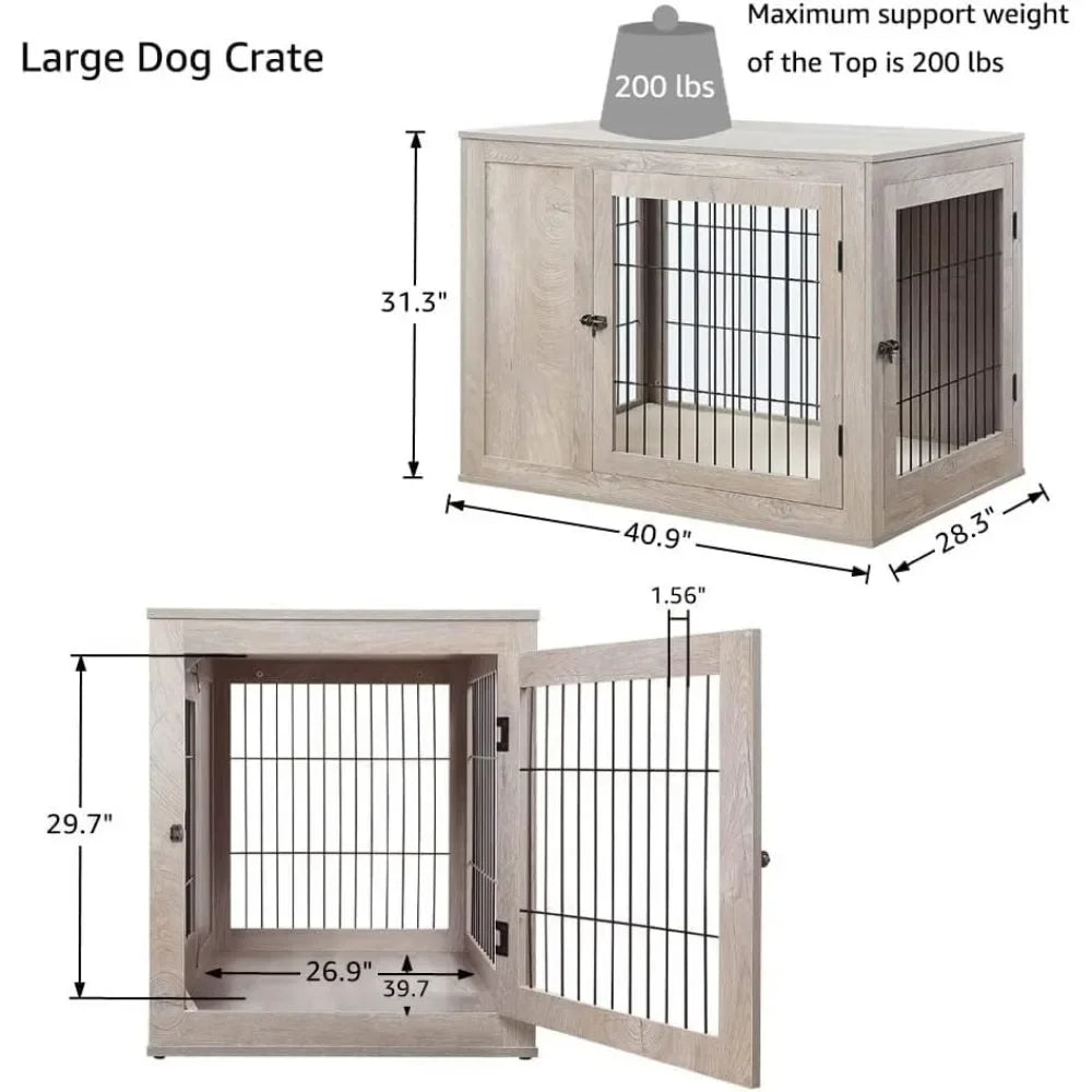 Furniture Style Dog Crate for Medium Large Dogs Indoor Aesthetic Dog Kennel Modern Decorative Wood Wire Pet House - Whisker and Waggers