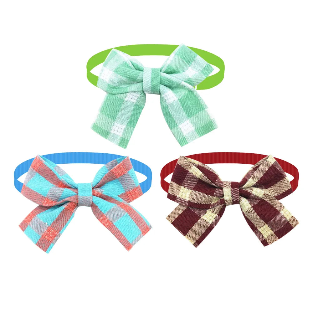 50/100pcs Plaid Dog ties For Mini Small Dog Bowties Adjustable Pets Cat Bow Tie For Small Dogs