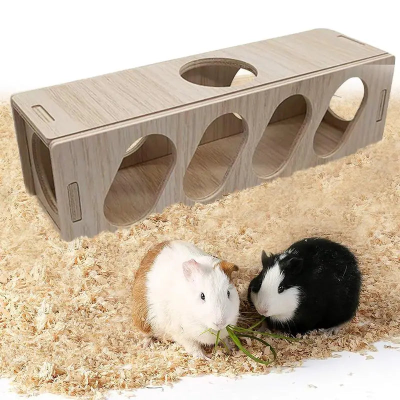 Hamster Toys Tunnel Escape Toy Hamster Wooden Hide House Multipurpose Safe Using Wooden Toys for Kittens Rabbits Weasels