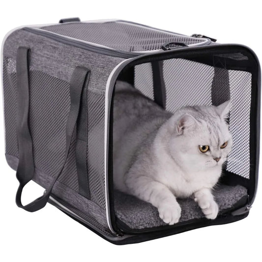 Top Loading Soft Pet Carrier for Large and Medium Cats, Sturdy, Collapsible for Easy Storage, Easy Vet Visit