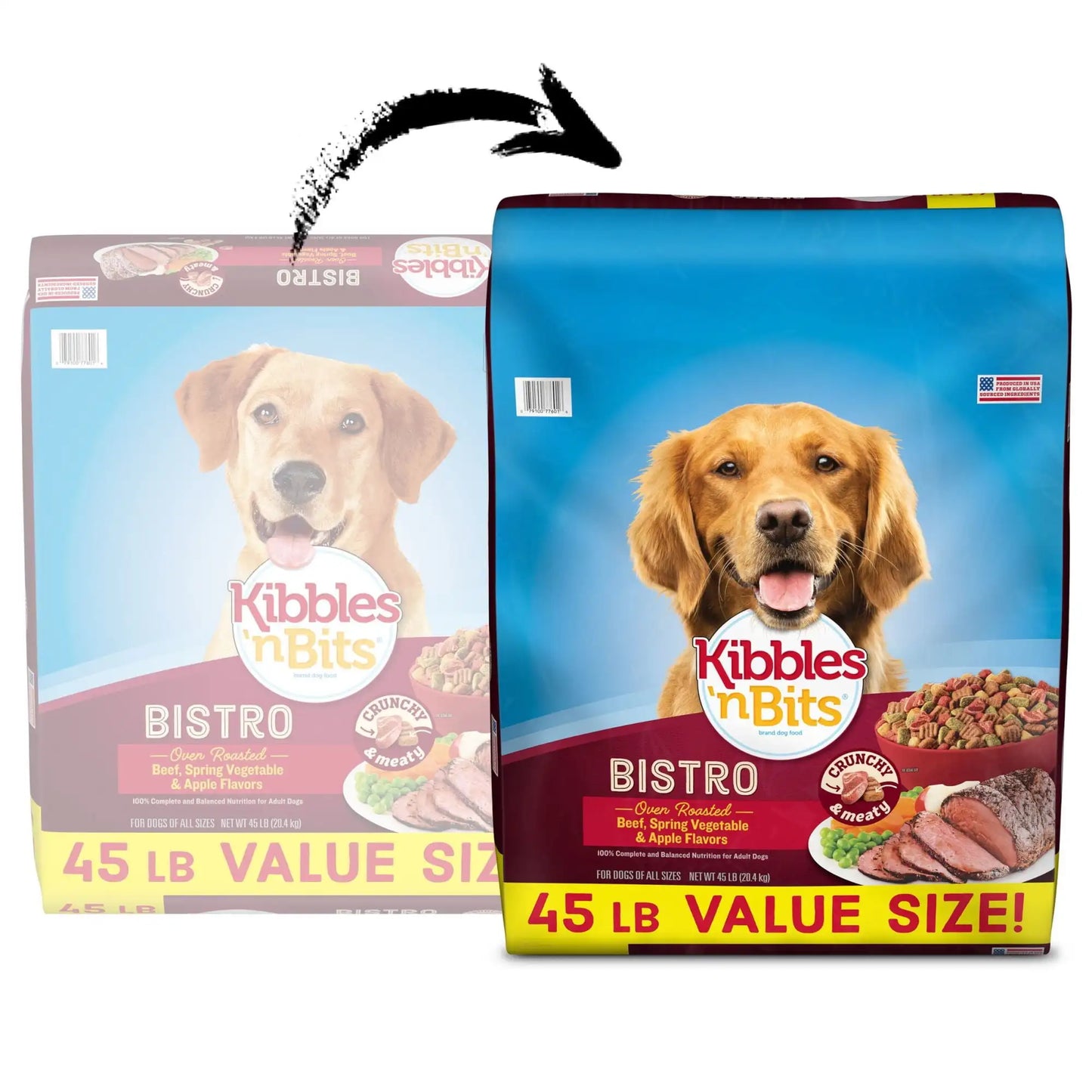 Kibbles 'N Bits Bistro Oven Roasted Beef, Spring Vegetable & Apple Flavor Dog Food, 45-Pound