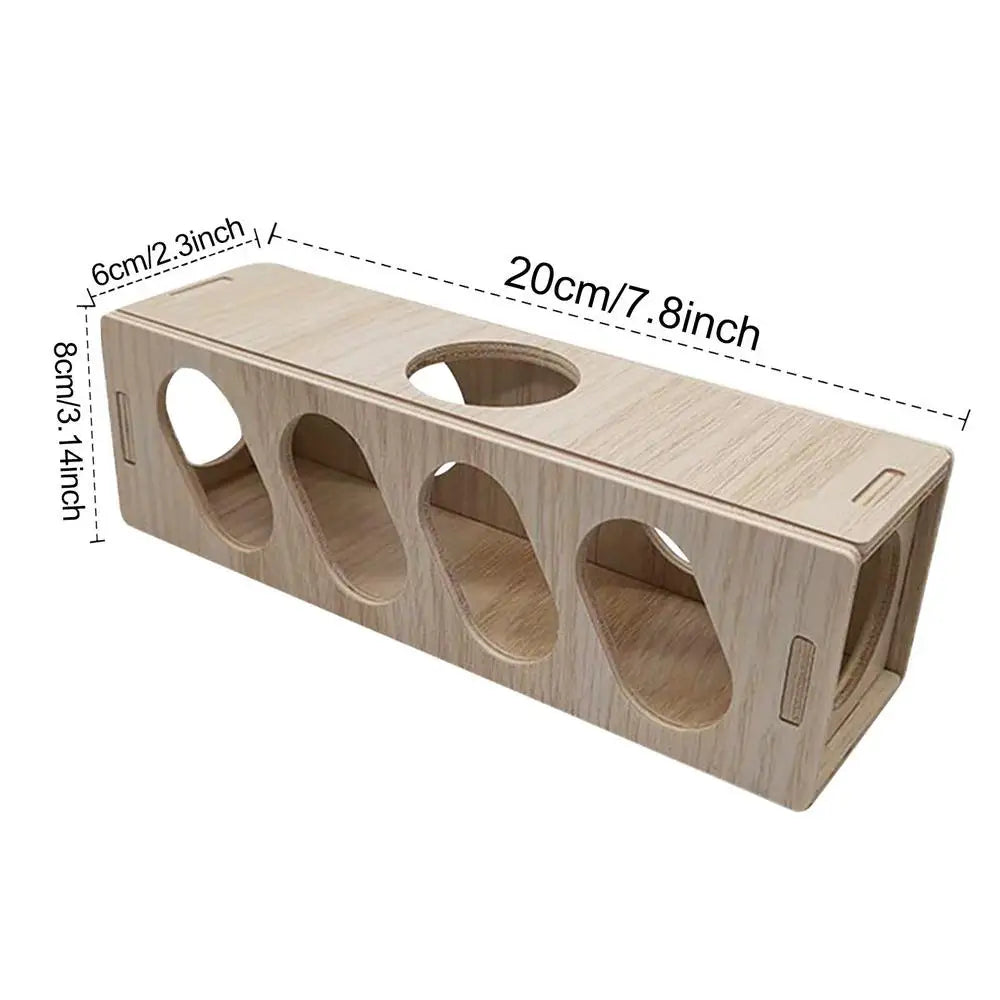 Hamster Toys Tunnel Escape Toy Hamster Wooden Hide House Multipurpose Safe Using Wooden Toys for Kittens Rabbits Weasels